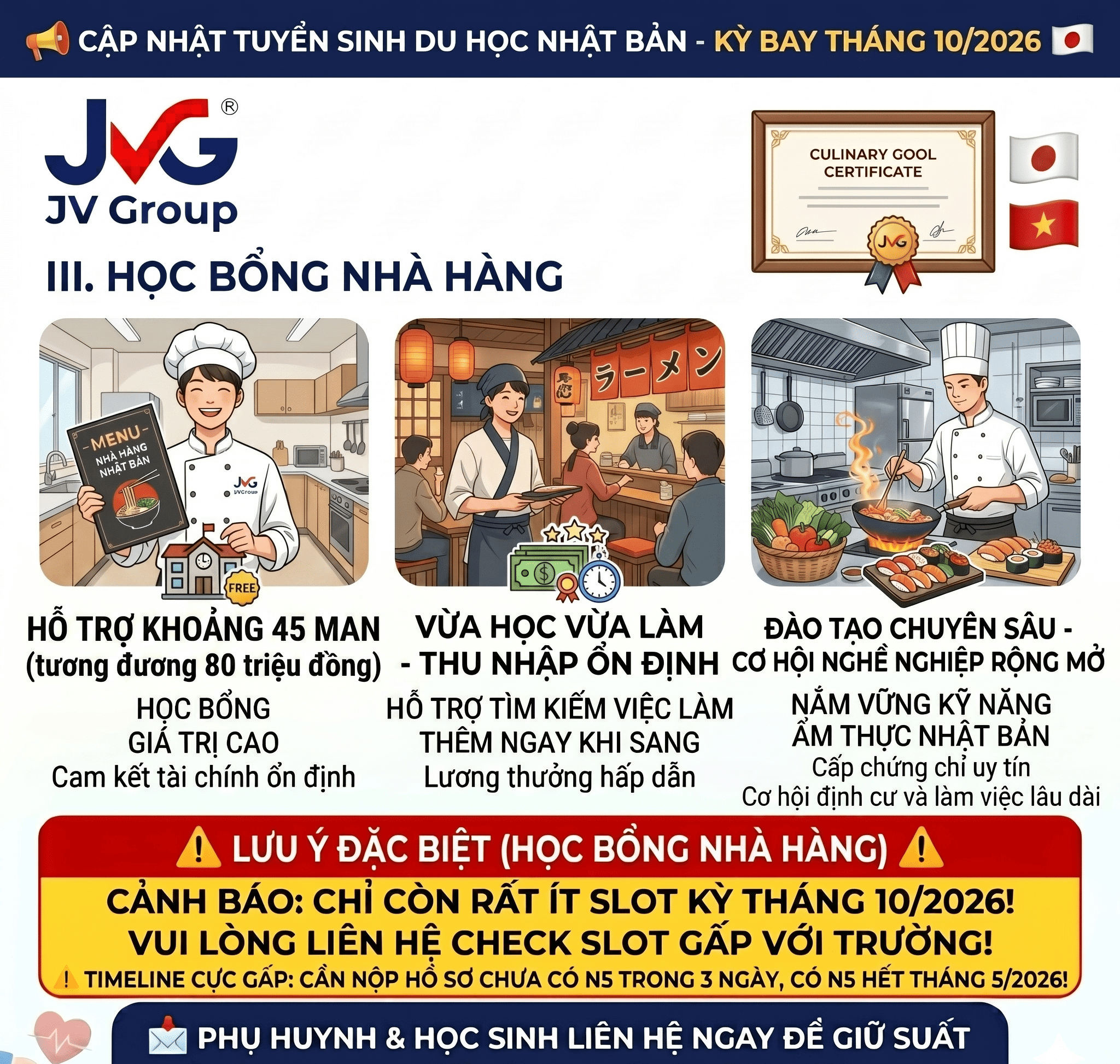 học bổng nhà hàng nhật bản