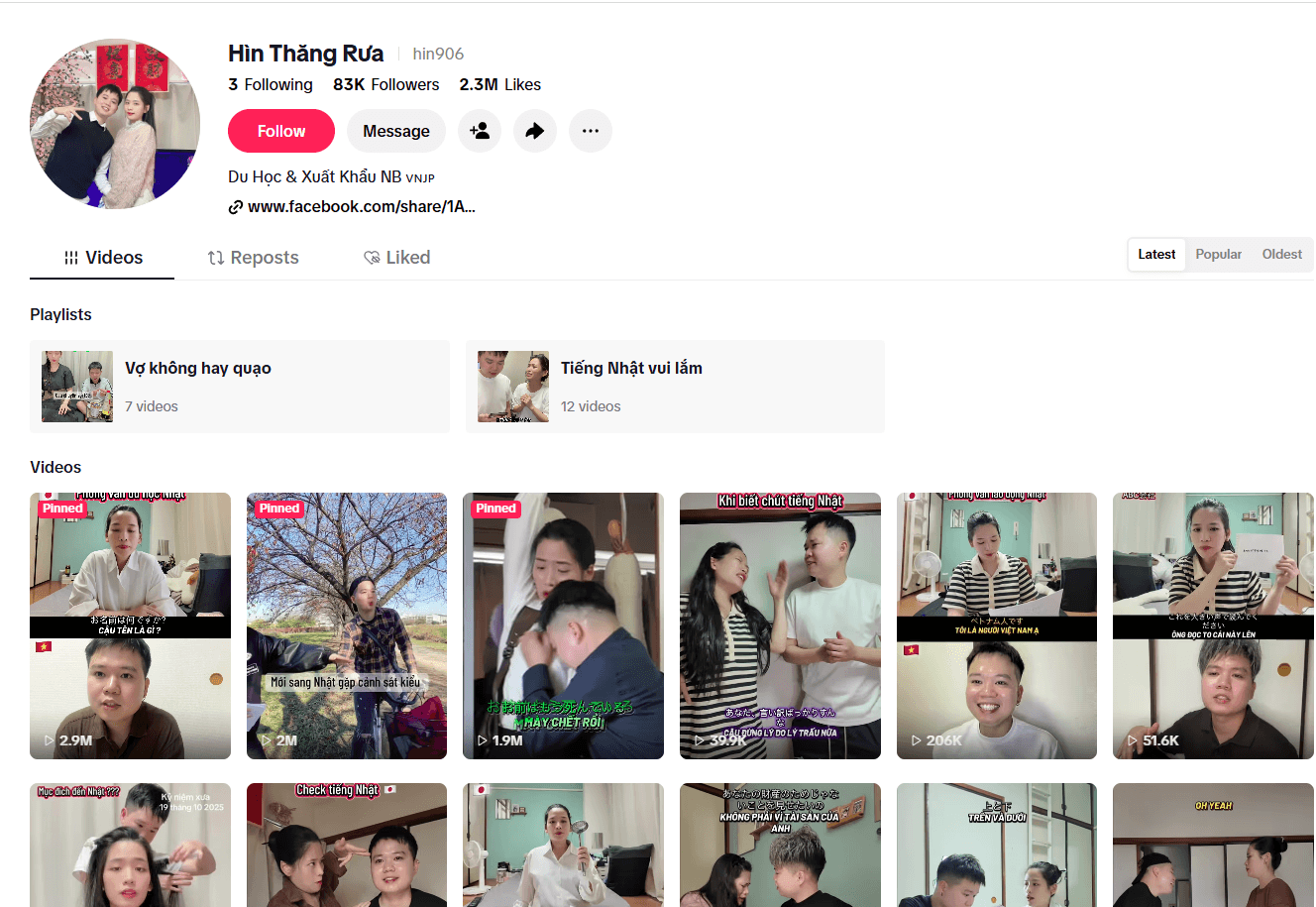 Kênh tiktok triệu view của Hìn và chồng xây dựng